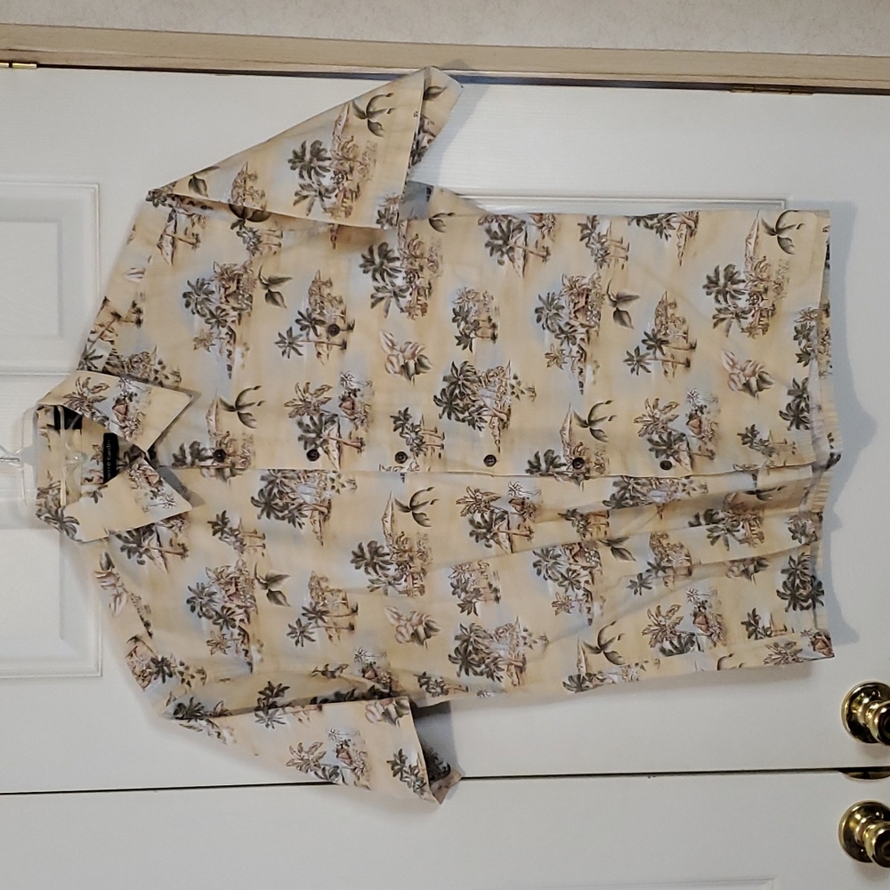 Pierre Cardin Hawaiian pastel green orange size M shirt